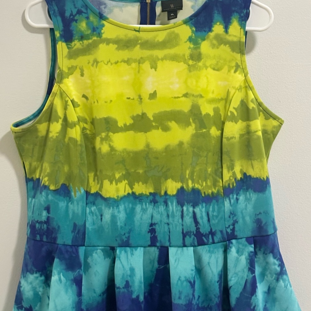 XL Worthington Tie-Dye Tank Top - Yellow and Blue
